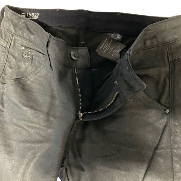 G-Star Raw Jeans Mid Skinny 5622 Moto Style Black Zippered Knee Waist 27 - Picture 3 of 15